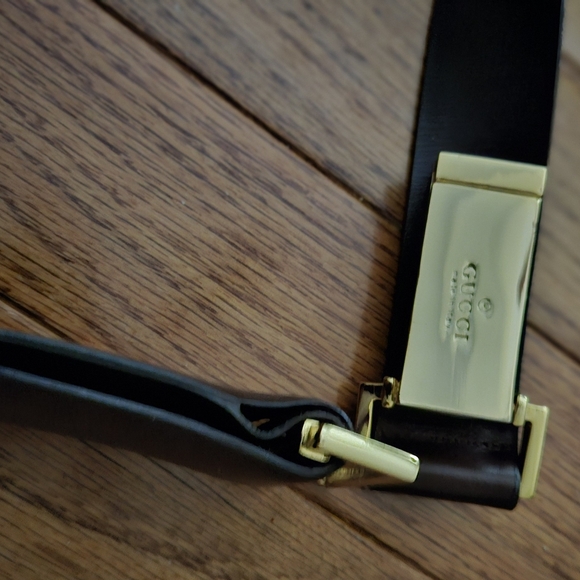 Last chance ! Authentic Gucci Gold buckle Black Leather Belt - Picture 4 of 6